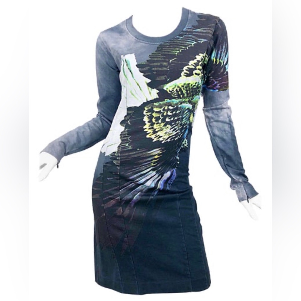 MARGIELA Eagle Print Long Sleeve Dress.